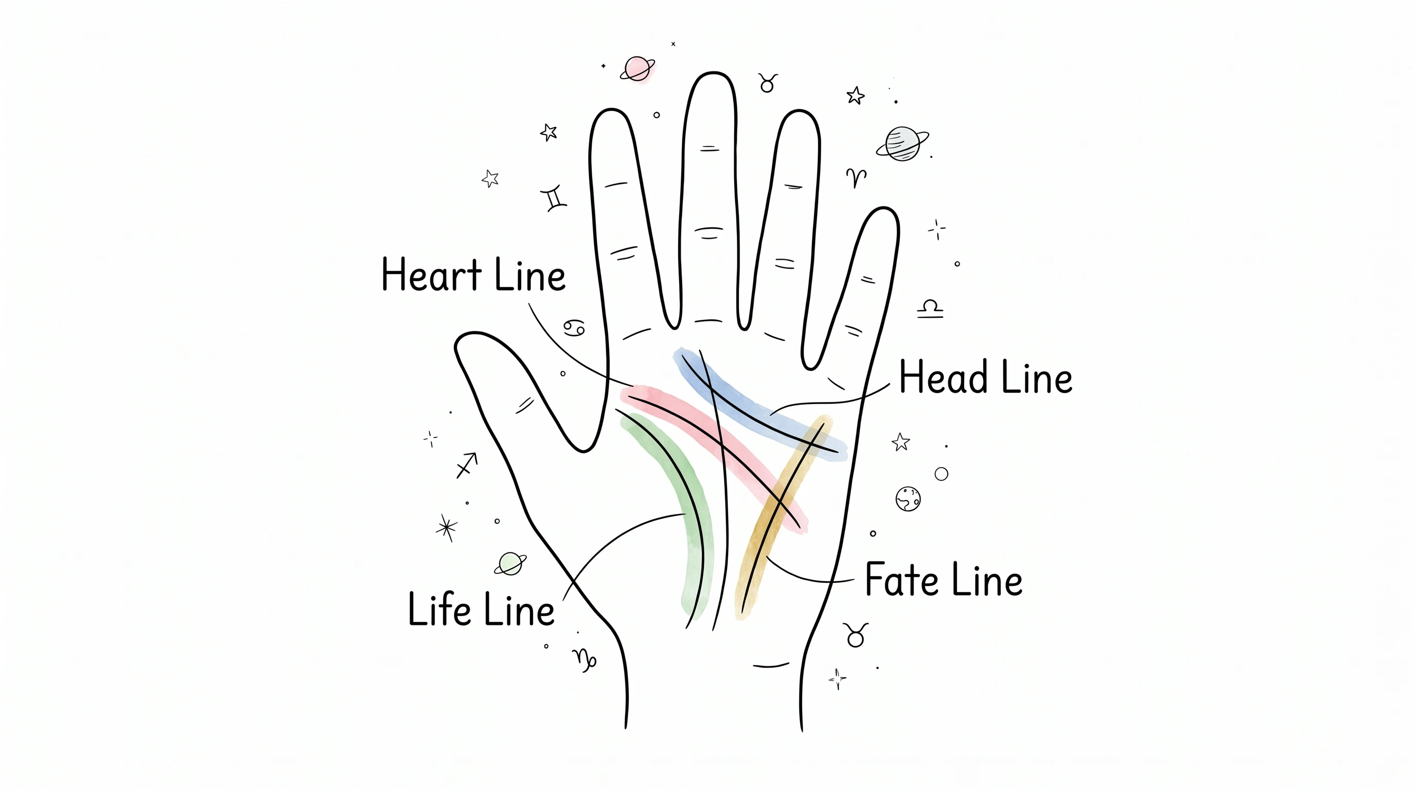 General map of palm lines - AmStramGram palmistry