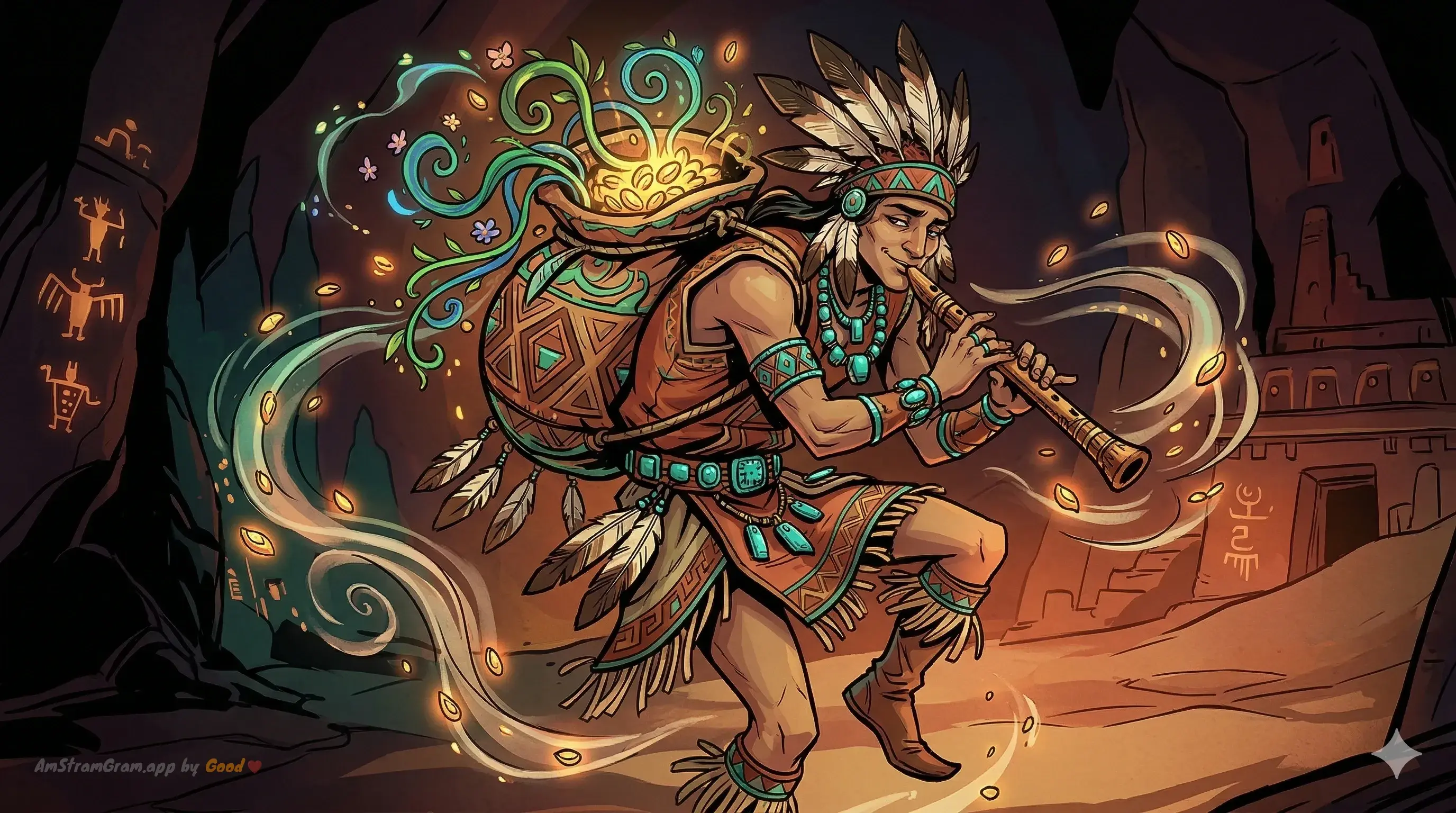 Kokopelli, divinité de la mythologie Amérindienne — AmStramGram